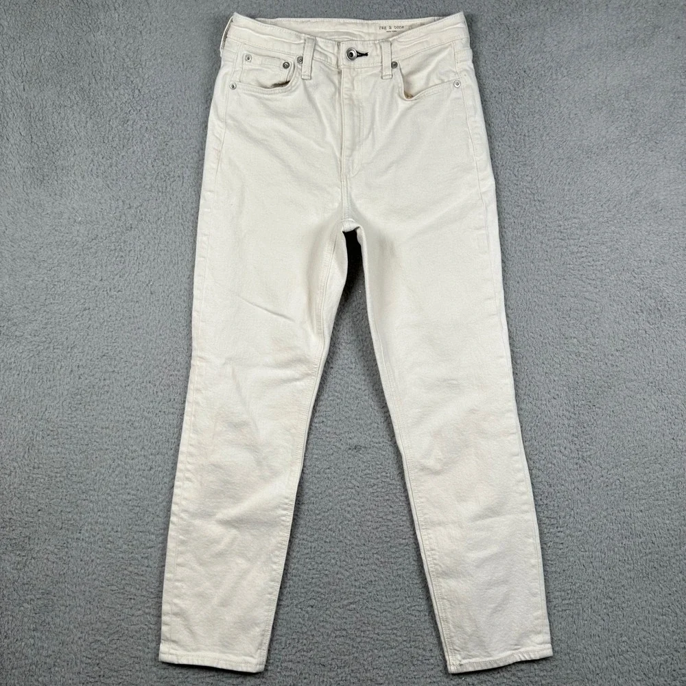 Rag & Bone Nina High-Rise Ankle Cigarette Jeans Off White Cream Size 27 Classic - Picture 1 of 9